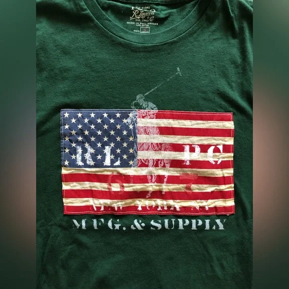 Polo Ralph Lauren Vintage American Flag long sleeves pullover top shirt size S - Picture 5 of 9